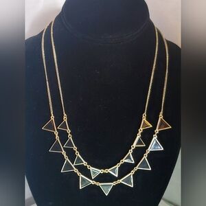 Goldtone Black 2 Strand Triangle Necklace
